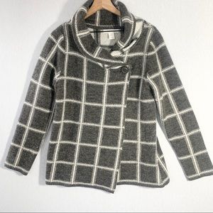 Ellen Tracy Wool Blend Cardigan Wrap Sweater Gray